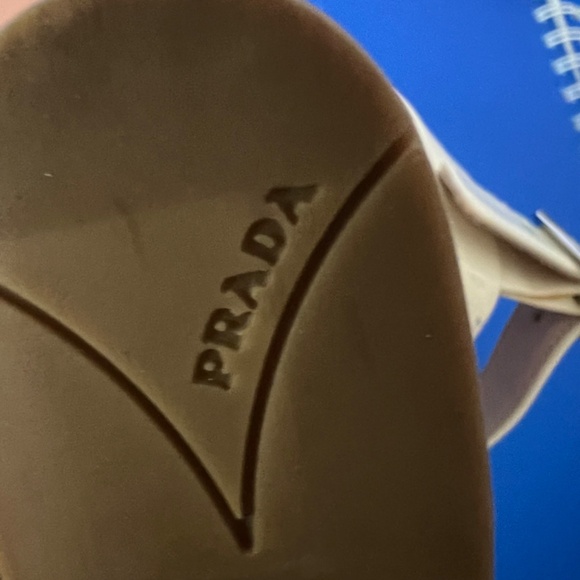 Prada Patent Leather Cream Color Nib Crisscross Wedge Sandals Size 37 - Picture 16 of 16